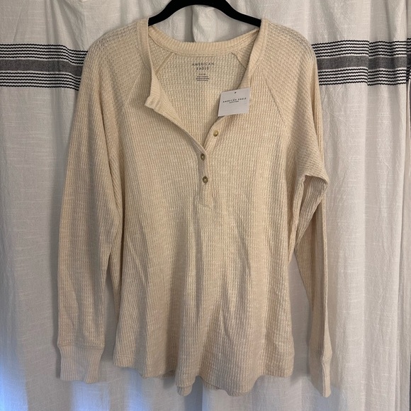American Eagle Outfitters Tops - American Eagle Outfitters Beige Textured Henley